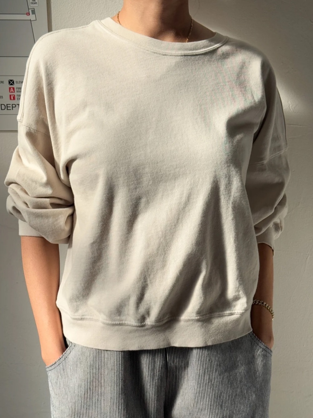 Le Bon Shoppe Cali Jersey Sweatshirt in Rice